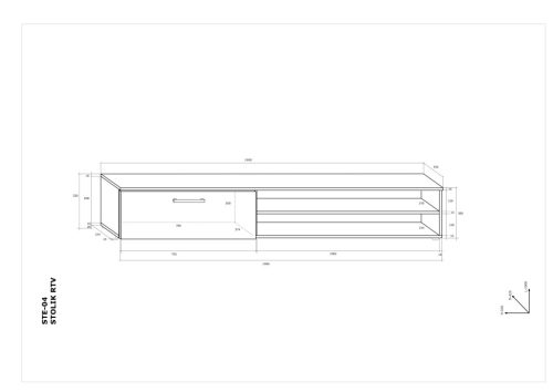 Stella TV-állvány 1 ajtó - Artisan tölgy - Fekete