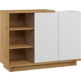 Hybrid komód 2 ajtó - Artisan tölgy - Fényes fehér