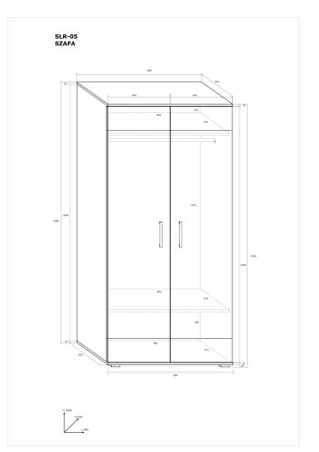 Solar gardróbszekrény 2 ajtó - Endgrain tölgy