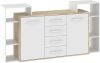 Rio komód 2 ajtó 4 fiók - Endgrain tölgy - Fehér