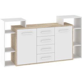 Rio komód 2 ajtó 4 fiók - Endgrain tölgy - Fehér