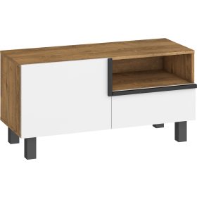 Lars TV-állvány 1 ajtó 1 fiók - Burgundy tölgy - Fehér
