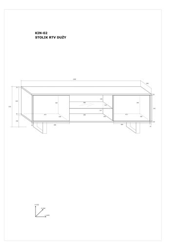King TV-állvány nagy 2 ajtó - Világos Sonoma tölgy - Fényes fehér