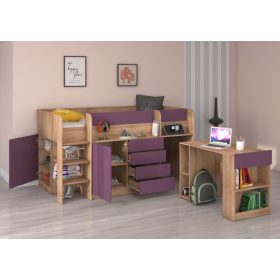 Smile galériaágy balos - Világos Sonoma tölgy - Lila