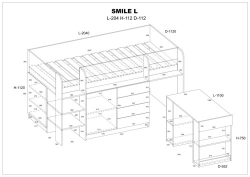 Smile galériaágy balos - Világos Sonoma tölgy - Lila