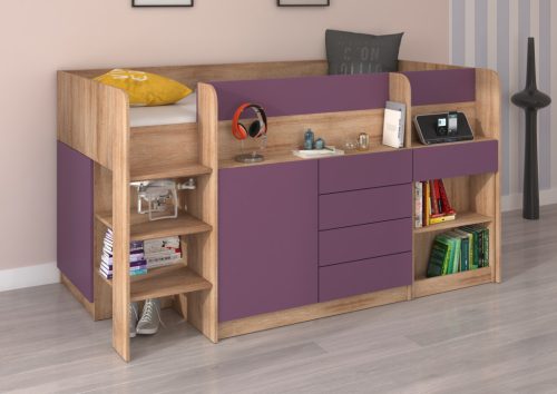 Smile galériaágy balos - Világos Sonoma tölgy - Lila