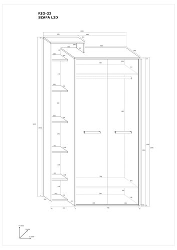 Rio gardróbszekrény 2 ajtó balos - Sötét Sonoma tölgy - Világos Sonoma tölgy