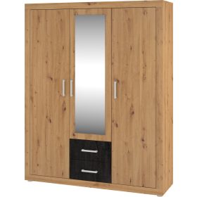   Viki gardróbszekrény 3 ajtó 2 fiók - Artisan tölgy - Beton fekete