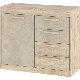   Maximus komód 1 ajtó 4 fiók - Endgrain tölgy - Granada mandula