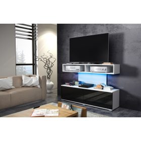 Rex TV-állvány - Fehér - Fényes fekete