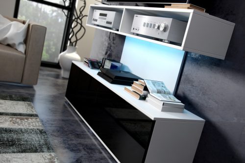 Rex TV-állvány - Fehér - Fényes fekete