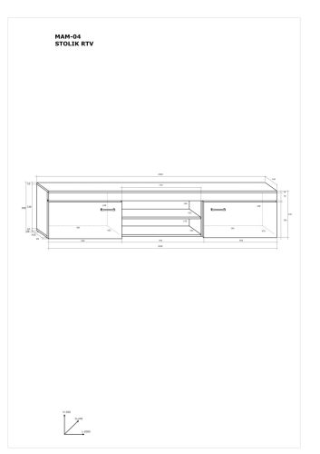 Mamba TV-állvány 2 ajtó - Cremona tölgy - Granada mandula