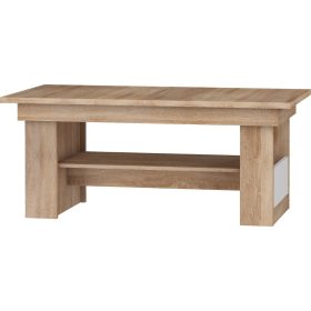   Maximus emelhető és kihúzható dohányzóasztal - Világos Sonoma tölgy - Fényes fehér