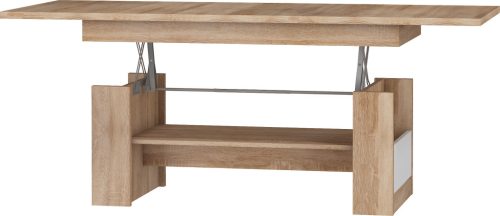 Maximus emelhető és kihúzható dohányzóasztal - Világos Sonoma tölgy - Fényes fehér