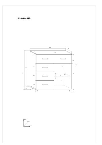 Komód 1 ajtó 4 fiók KN-8044S1D - Arany tölgy