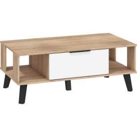   Sven nagy dohányzóasztal 2 ajtó - Világos Sonoma tölgy - Fényes fehér