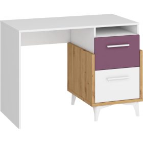 Hey íróasztal 2 fiók 105 - Artisan tölgy - Fehér - Lila