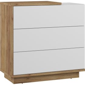 Hybrid komód 3 fiók - Arany tölgy - Fényes fehér