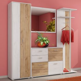 Előszoba bútor szett 7 - Fehér tölgy - Arany tölgy