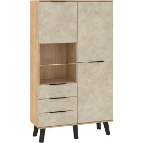   Sven gardróbszekrény 2 ajtó 3 fiók - Cremona tölgy - Granada mandula