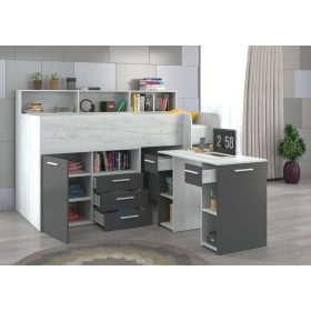 Neo galériaágy jobbos - Fehér tölgy - Szürke