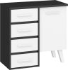 Nordis komód 1 ajtó 4 fiók - Fekete - Fehér