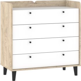 Dolce komód 4 fiók - Endgrain tölgy - Fényes fehér