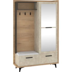   Box tükrös előszoba szekrény 3 ajtó - Cremona tölgy - Granada mandula - Granada barna - Fehér huzat