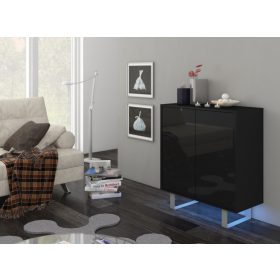 King komód kicsi 2 ajtó - Fekete - Fényes fekete