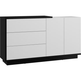 Hybrid komód 2 ajtó 3 fiók - Fekete - Fényes fehér
