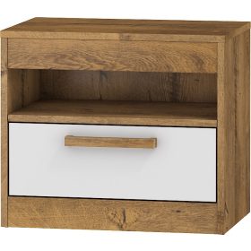   Maximus éjjeliszekrény 1 fiók - Burgundy tölgy - Fényes fehér