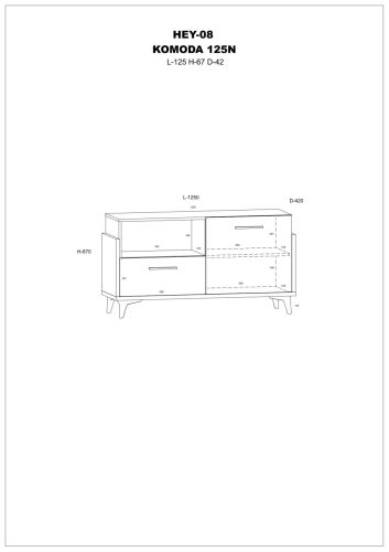 Hey komód 1 ajtó 1 fiók 125N - Artisan tölgy - Fehér - Szürke