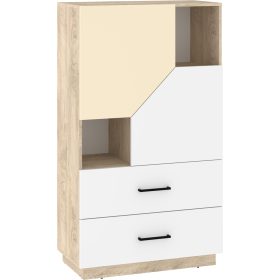   Pax 80 alacsony könyvespolc 2 ajtó 2 fiók - Endgrain tölgy - Fehér - Krém