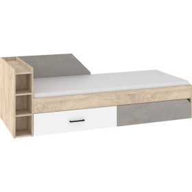   Pax 90L ágykeret 2 fiók balos - Endgrain tölgy - Fehér - Beton szürke