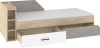 Pax 90L ágykeret 2 fiók balos - Endgrain tölgy - Fehér - Beton szürke