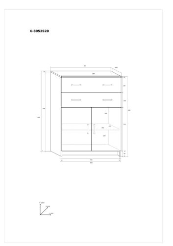 Komód 2 ajtó 2 fiók K-8052S2D - Endgrain tölgy
