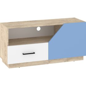   Pax 120 TV-állvány 1 ajtó 1 fiók - Endgrain tölgy - Fehér - Világos kék