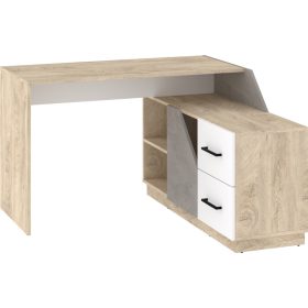   Pax 120P sarok íróasztal kombináció jobbos - Endgrain tölgy - Fehér - Beton szürke