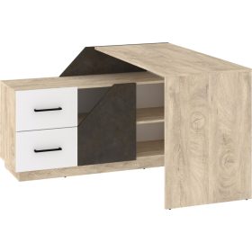   Pax 120L sarok íróasztal kombináció balos - Endgrain tölgy - Fehér - Granada barna