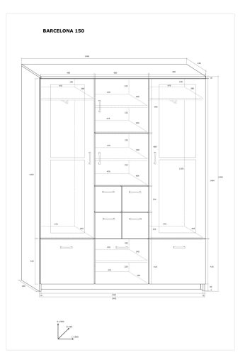 Barcelona 150 előszoba szekrény tükör nélkül - Cremona tölgy