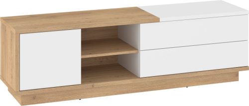 Hybrid TV-állvány 1 ajtó 2 fiók - Cremona tölgy - Fényes fehér