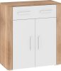 Notti komód 2 ajtó 1 fiók - Világos Sonoma tölgy - Fehér - Világos Sonoma tölgy