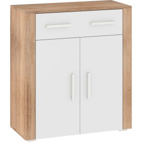   Notti komód 2 ajtó 1 fiók - Világos Sonoma tölgy - Fehér - Világos Sonoma tölgy