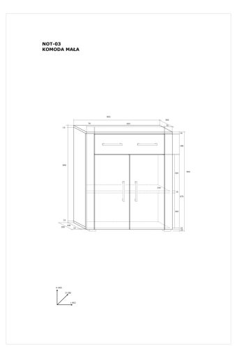 Notti komód 2 ajtó 1 fiók - Világos Sonoma tölgy - Fehér - Világos Sonoma tölgy