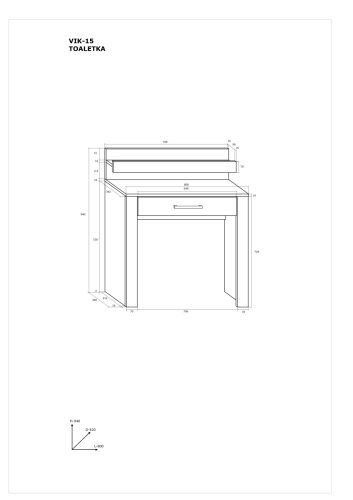 Viki fésülködő asztal 1 fiók - Artisan tölgy - Beton fekete
