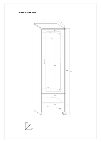 Barcelona 50B Z előszoba szekrény tükörrel - Endgrain tölgy