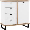 Cross komód 1 ajtó 4 fiók - Burgundy tölgy - Fehér