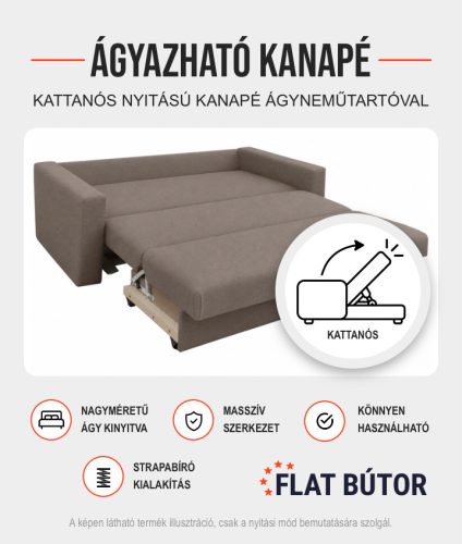 Apolló kattanós kanapéágy ágyneműtartóval - Sötétbarna