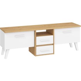   Nordis TV-állvány 2 ajtó 2 fiók - Artisan tölgy - Fehér