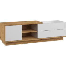   Hybrid TV-állvány 1 ajtó 2 fiók - Artisan tölgy - Fényes fehér